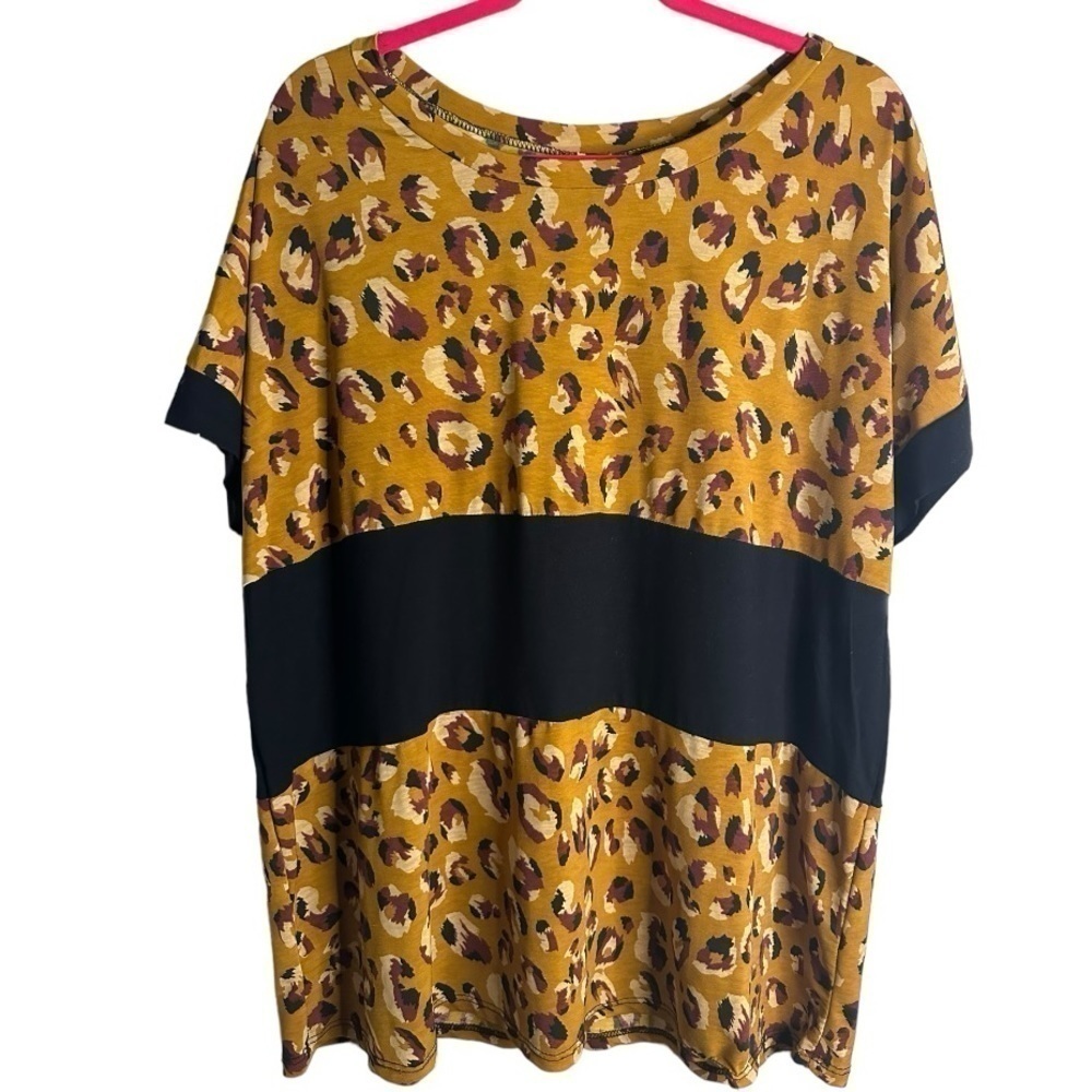 GLITZY GIRLS CHEETAH PRINT WITH BLACK INSET FOR SLIMMING SIZE 2X
